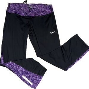 Nike Black and Purple Leggings with Speckled Design